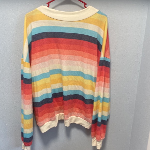 Bucket list Striped front knot long sleeve sweater - Picture 3 of 5